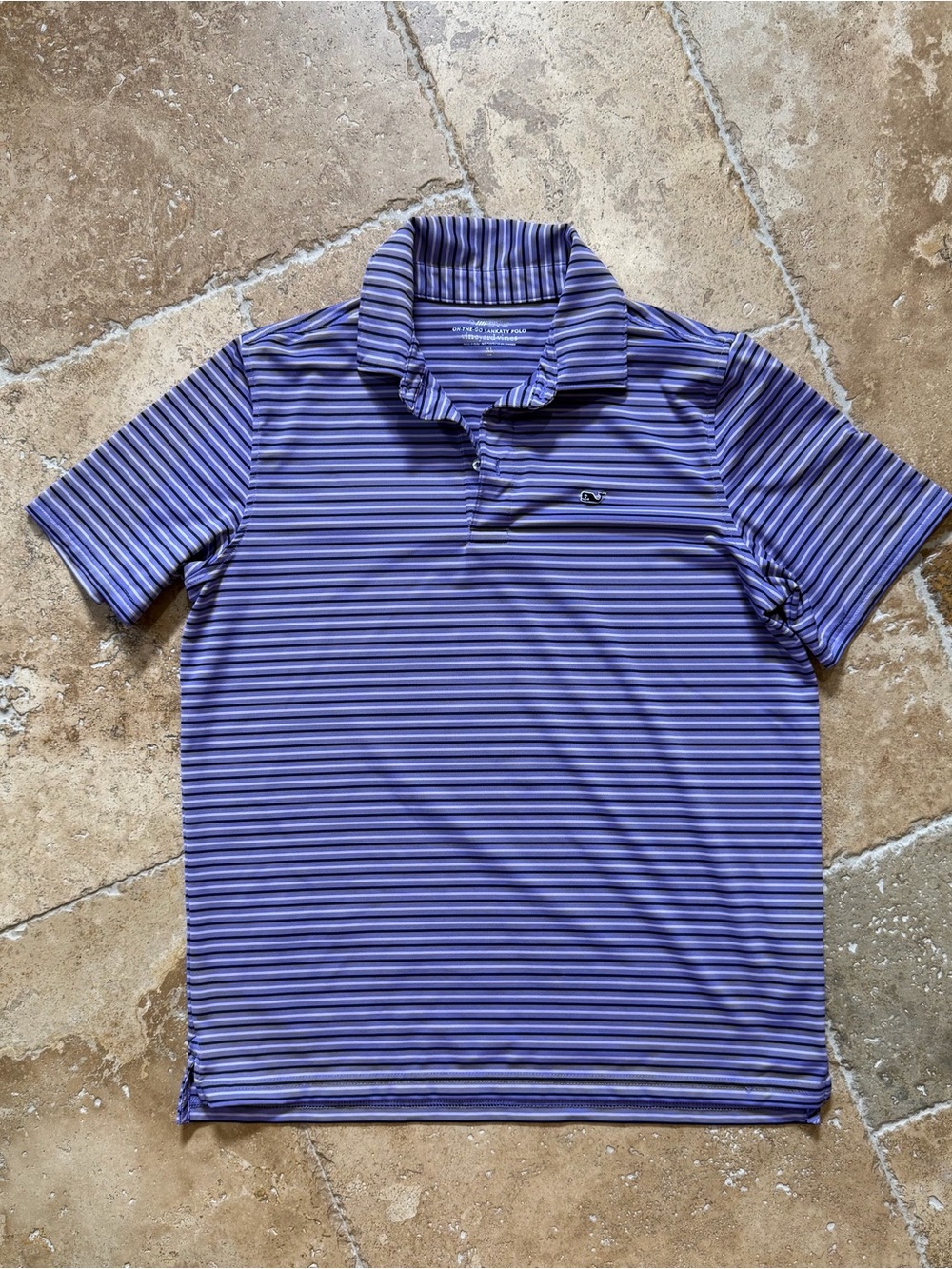 Vineyard Vines Purple & Navy Striped Performance Polo